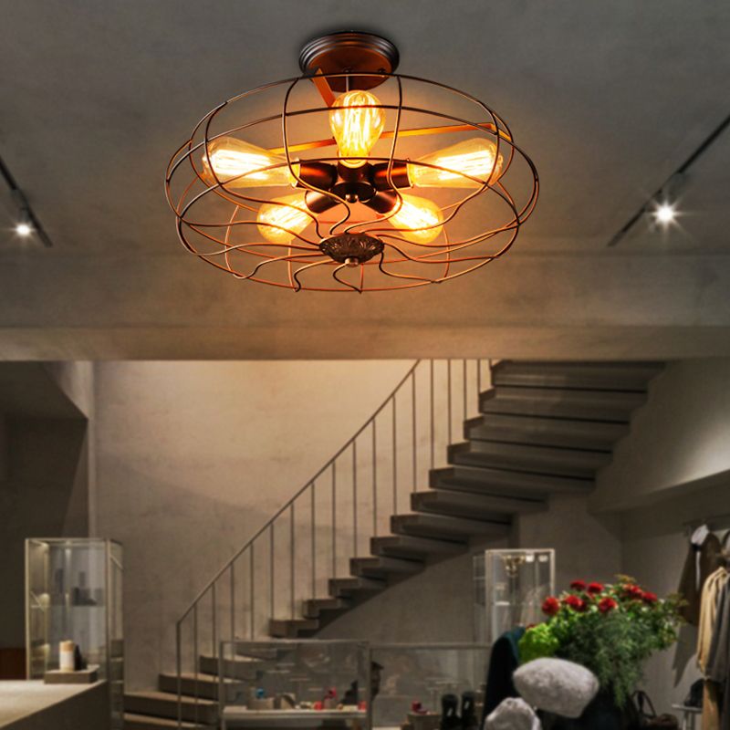 Metal Round Shape Flush Mount Lights Modern 5 Lights Flush Mount Light Fixtures