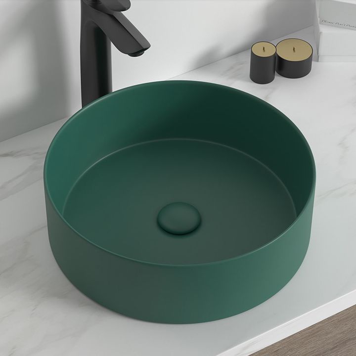 Modern Bathroom Sink Porcelain Round Wash Stand (Faucet Not Included )