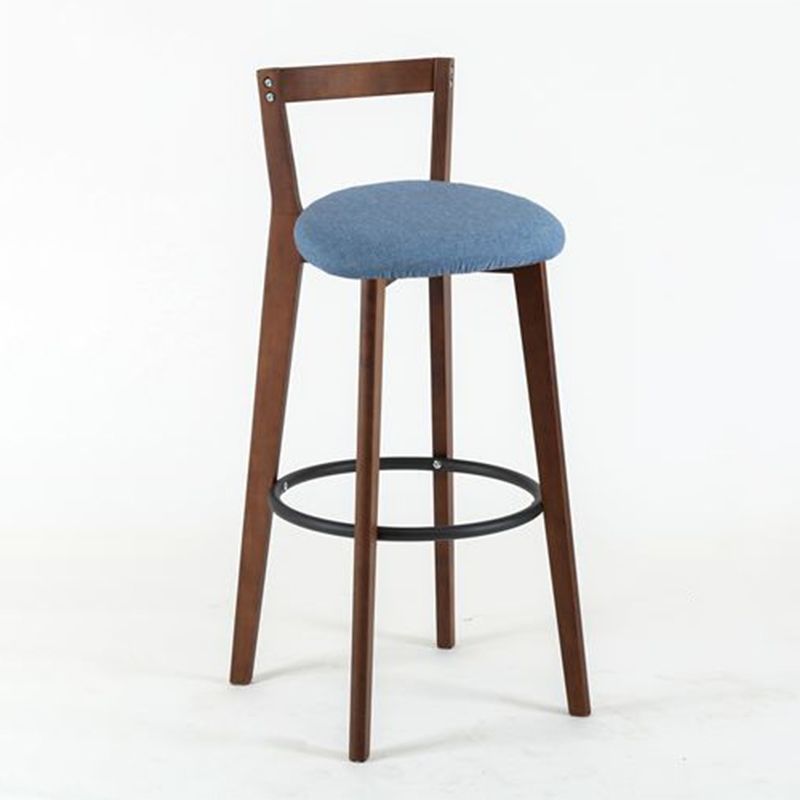 Contemporary Brown Wood Stool Faux Leather Furniture Low Back with 4 Legs