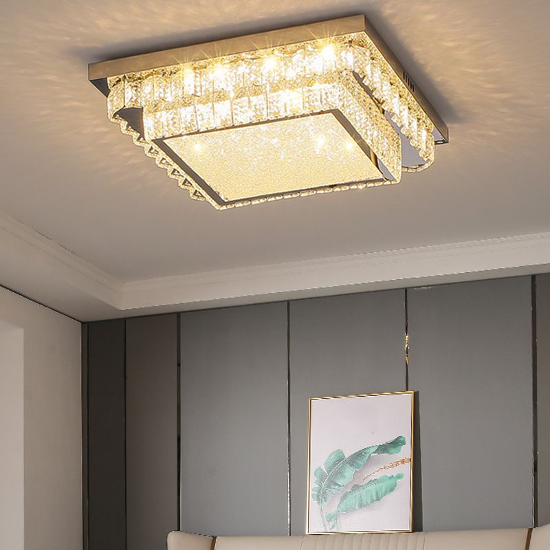 Plafonnier LED en cristal et acier inoxydable, Style Simple et moderne, montage encastré pour le salon
