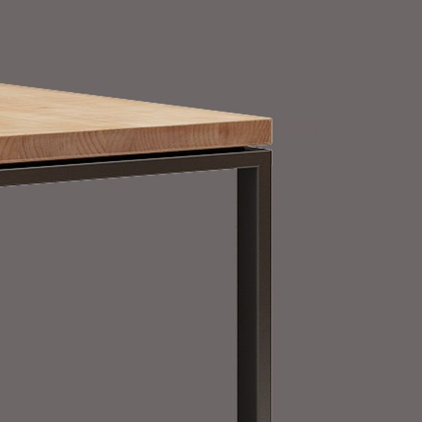 Natural Industrial Rectangle Dining Table Solid Wood Top Black Trestle Base Table