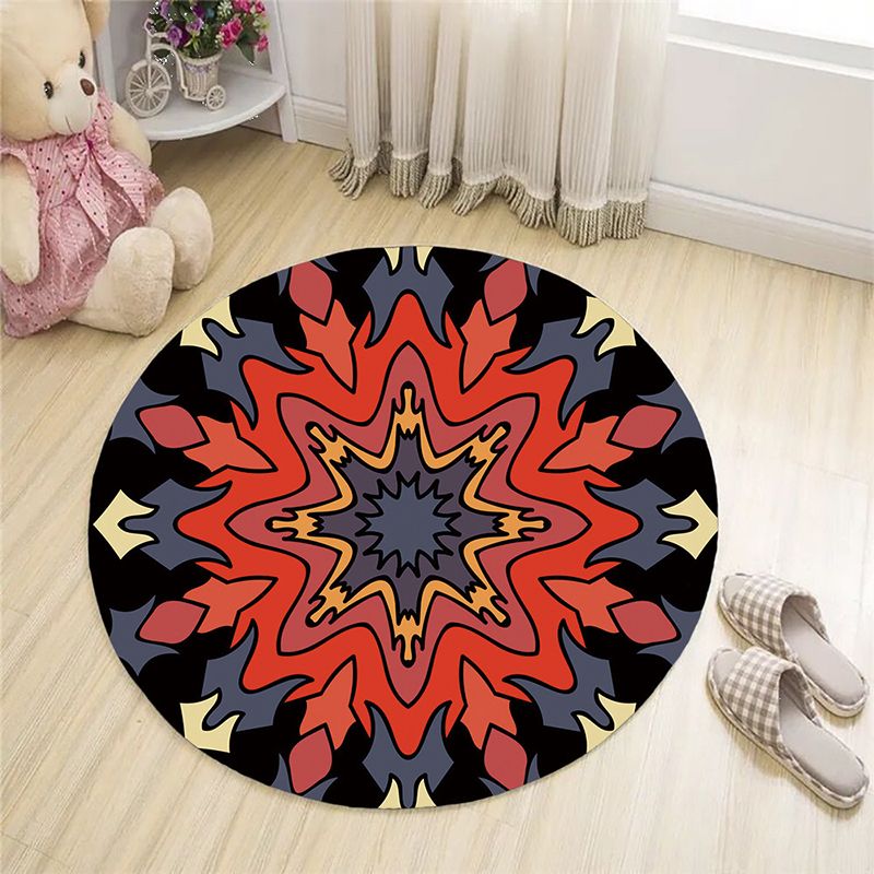 Schwarzer Bohemian Area Teppich Americana Muster Polyester Region Teppich nicht rutscher Backing Teppich für Wohnkultur