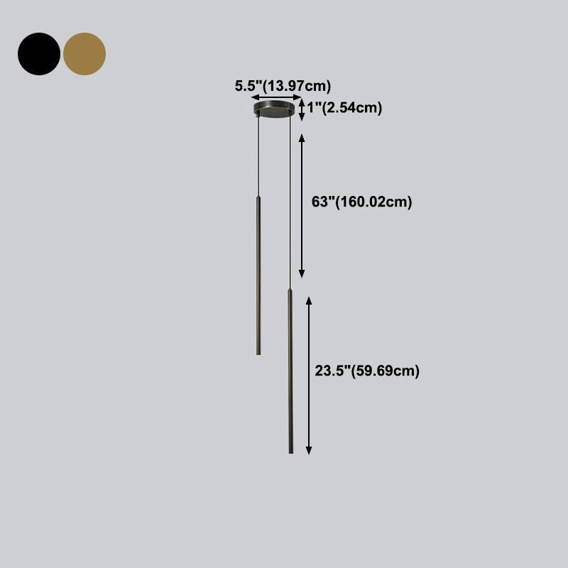 Linear Shape Hanging Lighting Modern Style Metal 2 Light Hanging Lamp for Living Room