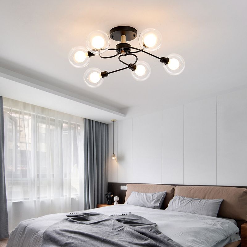 Multi Light Spherical Ceiling Lamp Modern Style Glass Ceiling Lighting for Living Room