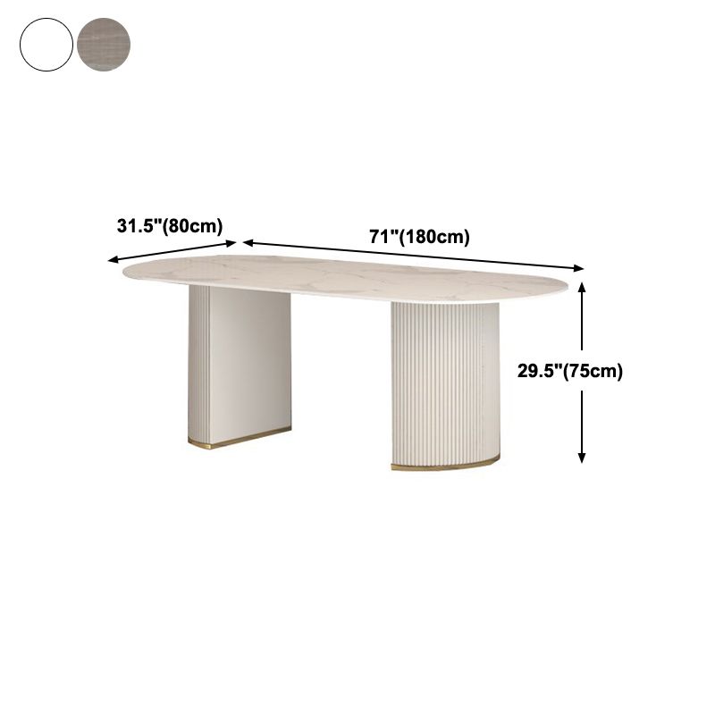 Traditional Luxury Dining Table Oval Dining Table with Double Pedestal