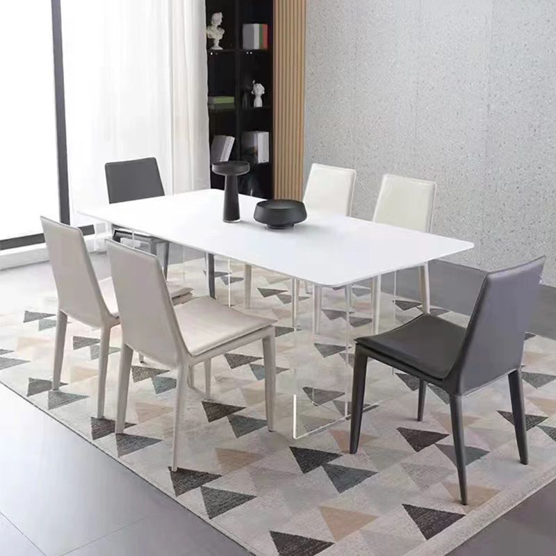 Contemporary Style Dining Chairs Armless Dining Chairs with Metal Legs for Home