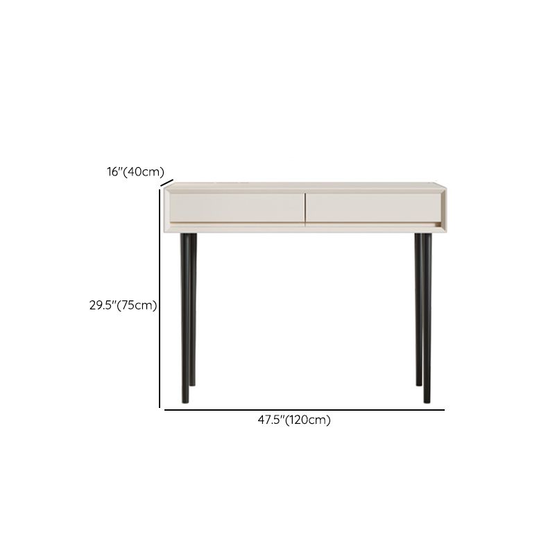Contemporary 2-Drawer Wood Vanity Makeup Dressing Table in White with Stool