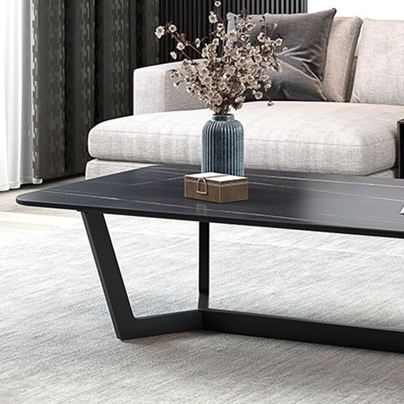 Trestle 1 Single Coffee Table 17.7" H Rectangular Slate Cocktail Table
