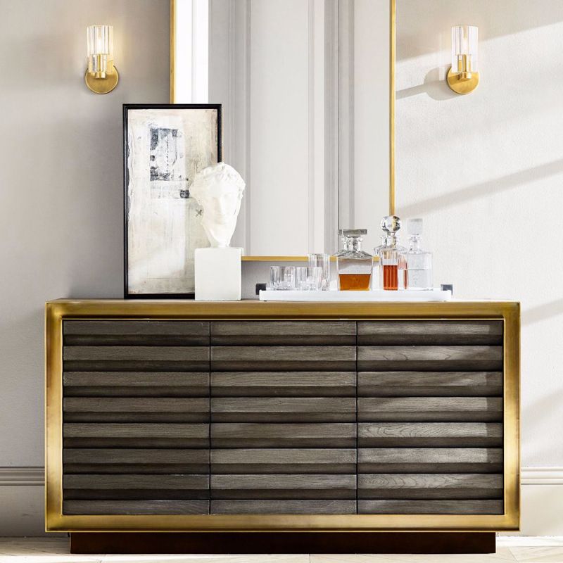 Single Light Geometric Wall Sconce Modern Style Crystal Wall Mount Light Fixture in Brass