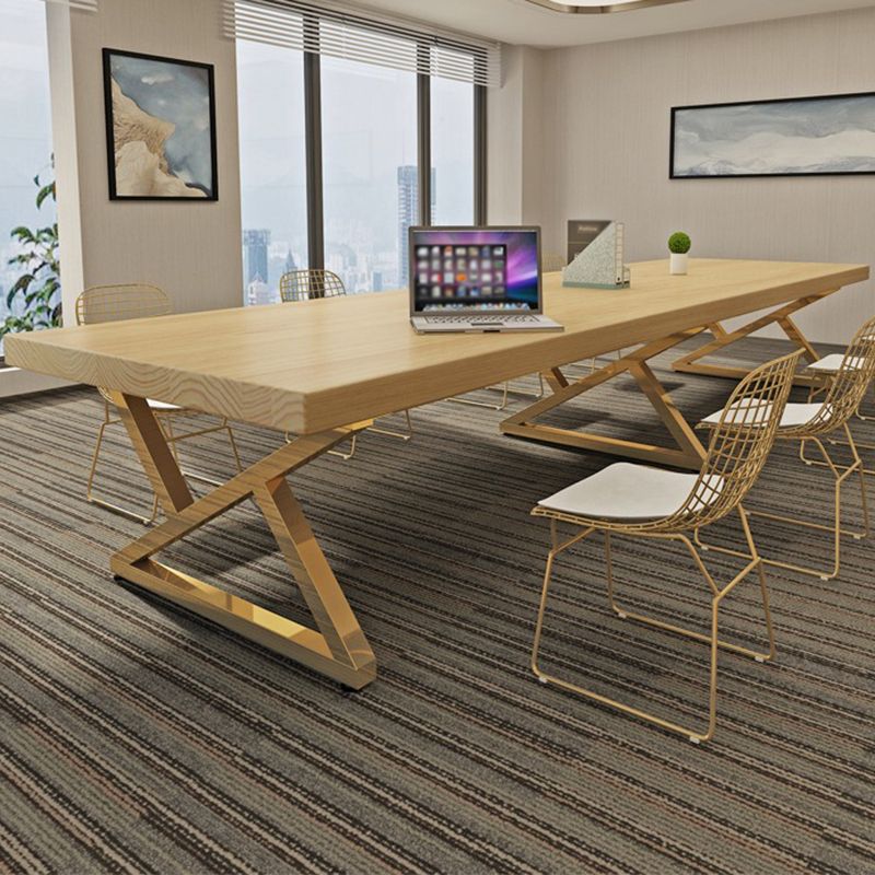 Rectangle Wood Color Dining Table Pine Solid Wood Table Glam for Dining Room