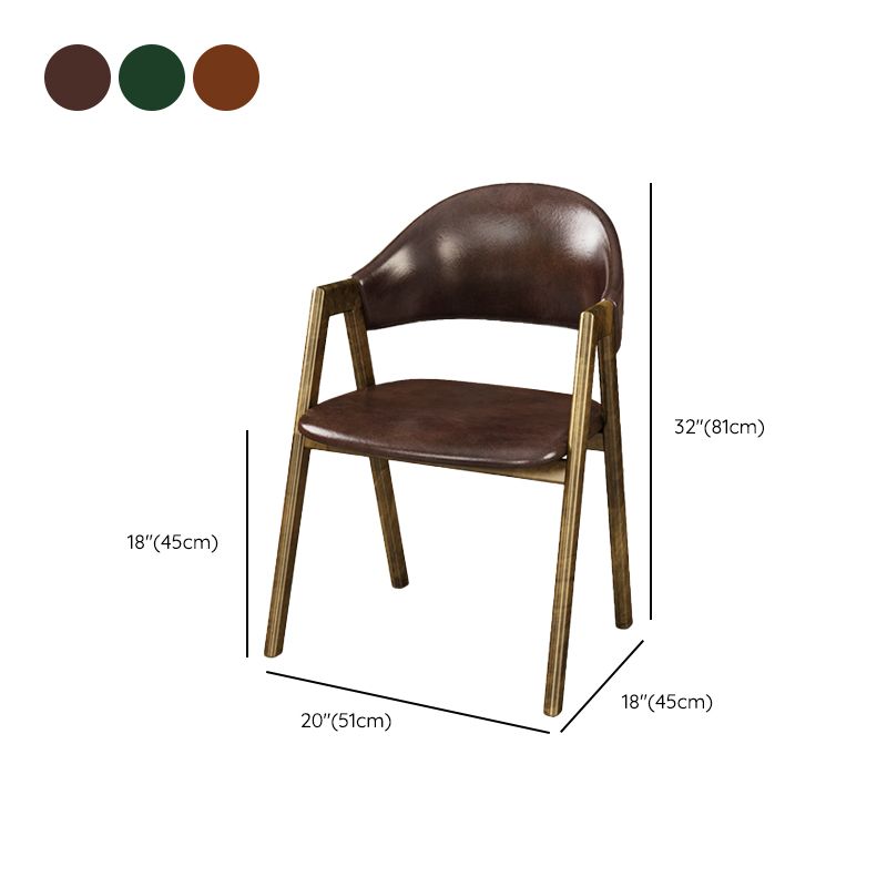 Glam Faux Leather Kitchen Dining Side Chairs Open Back Dining Side Chair