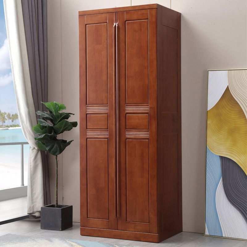 Rubberwood Wardrobe Closet with Shelves Traditional Wardrobe Cabinet