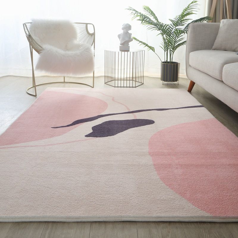 Tapis de couleur rose clair Polyester tapis nordique Tapis résistant aux taches pour la décoration intérieure