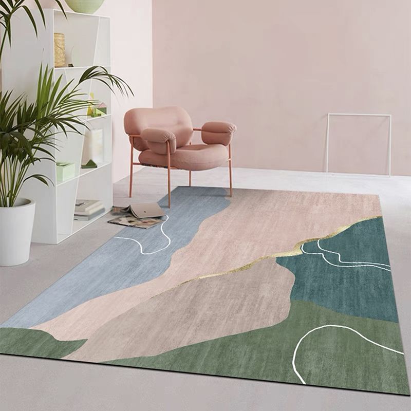 Roze eigentijds tapijt, polyesterkleurig stuk tapijt, antislip rugdeken voor woondecoratie