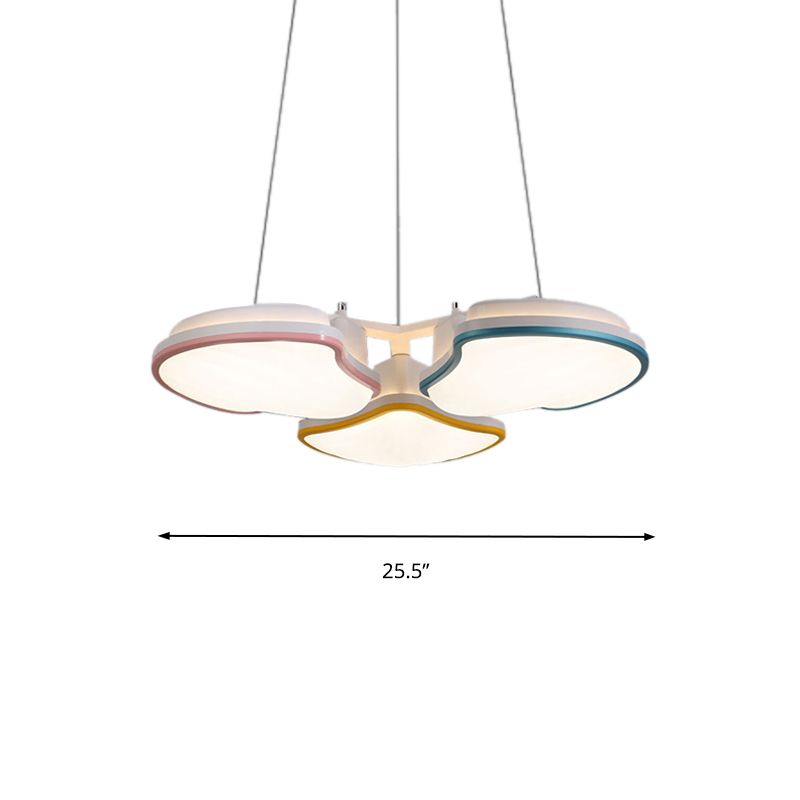 Iluminación colgante de dormitorio para niños de 3 jefes con tono de metal de hoja Multicolor LED colgante de colgante
