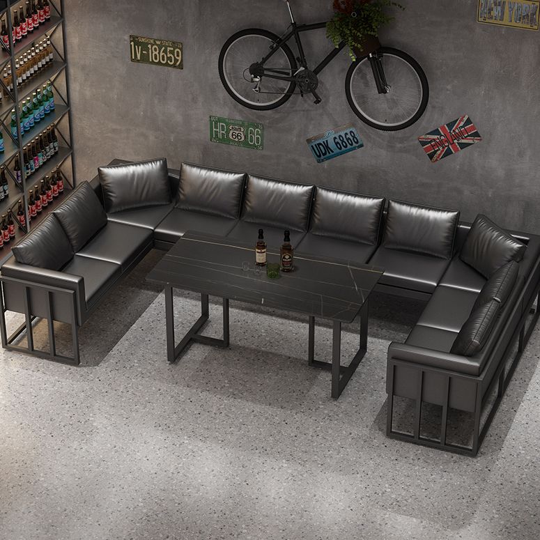 Industrial Sintered Stone Top Dinner Room Kitchen Table Black Metal Base Table for Dinning Room