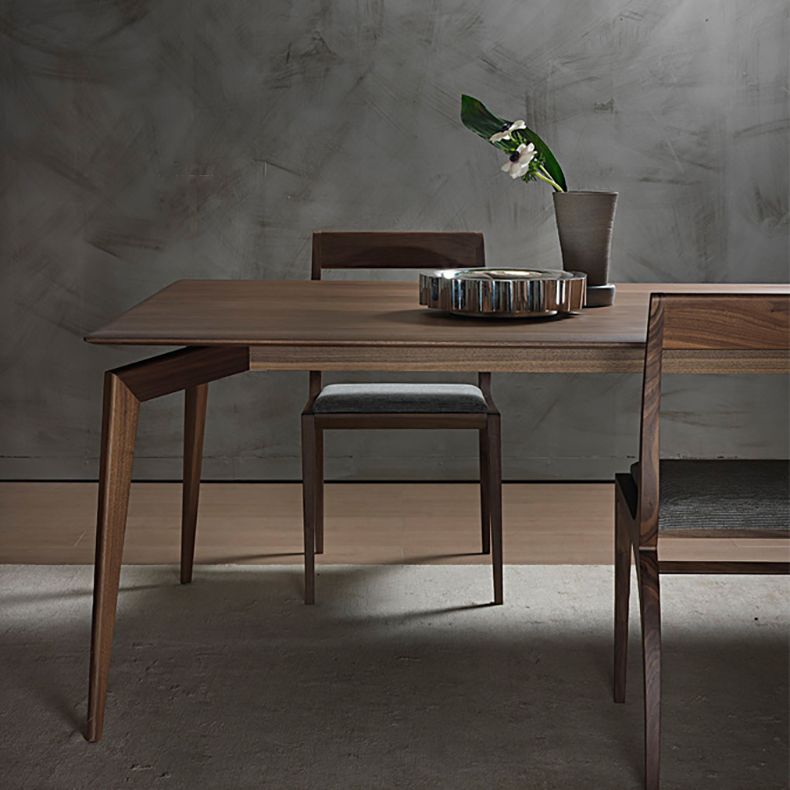 Modern Rectangular Dark Brown Wooden Dining Table with 4 Foot
