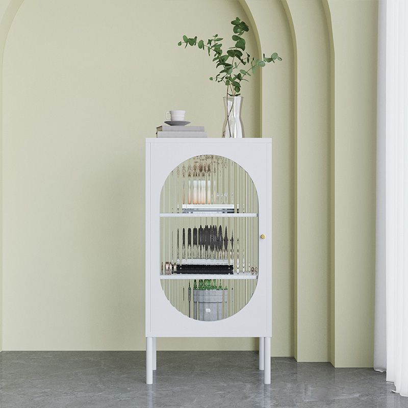 Contemporary Metal Curio Cabinet Glass Doors Hutch Buffet with Door