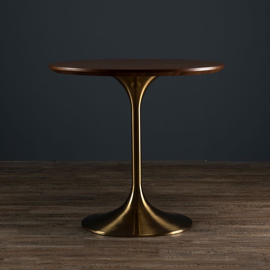 Modern Wood Tabletop Round Dining Table with Metal Tulip Base