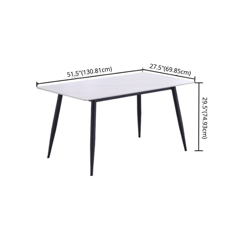 Modern Sintered Stone Dining Table Set White Rectangle Formal Dining Set