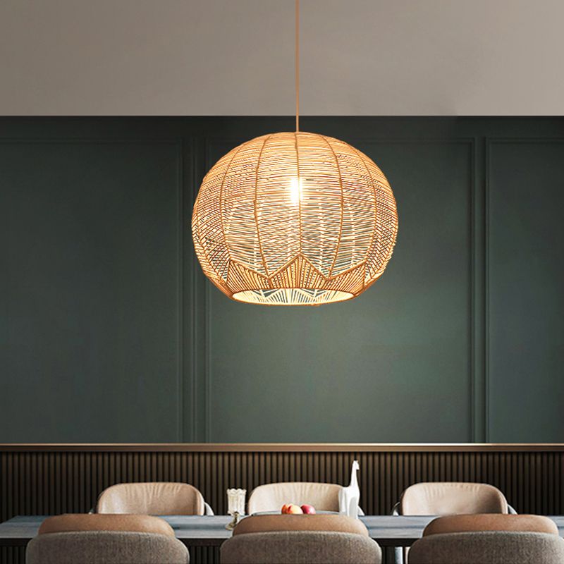 Contemporary Rattan Hanging Light Dome Pendent Lighting Fixture for Dining Room