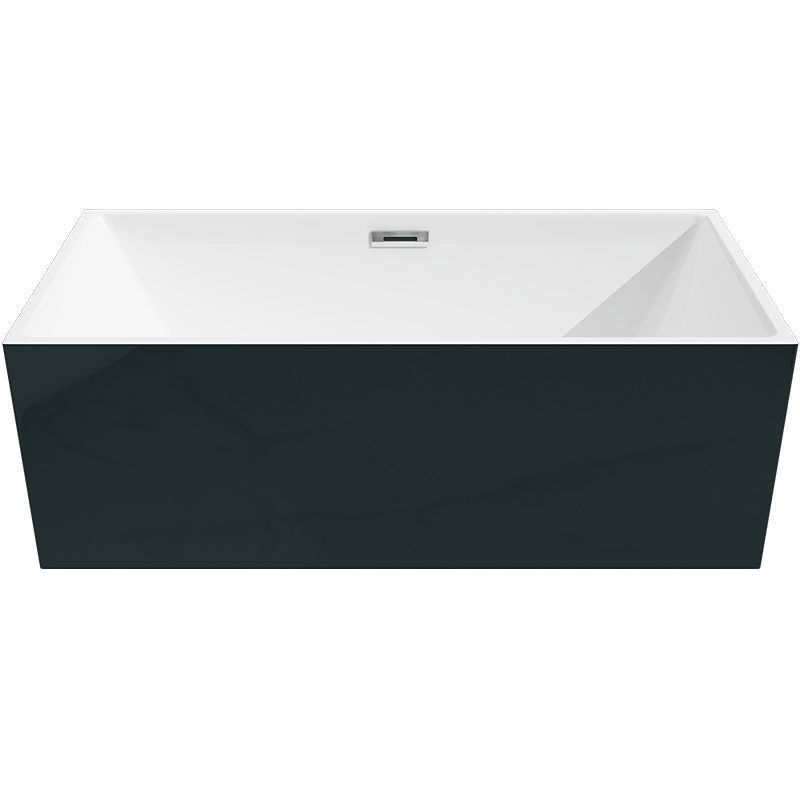 Modern Rectangular Bathtub with Internal Drain White Acrylic Soaking Tub