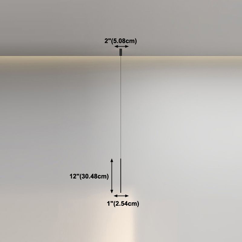 Style moderne linéaire pendant en métal à 1 lumière pour chambre à coucher