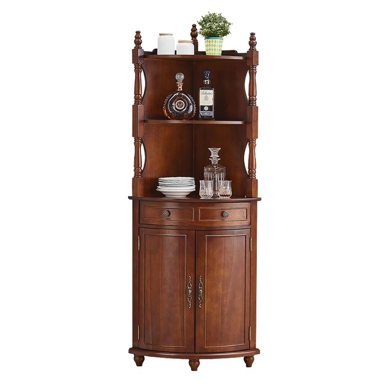 Mid-century Modern 1- Door Cabinet Wooden Corner Cabinet with Shelf