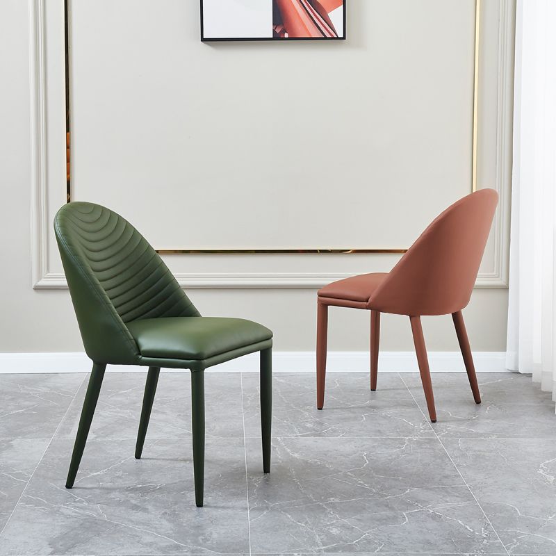 Sillas laterales sólidas sin brazos de diseño contemporáneo, sillas de comedor de cuero para el hogar