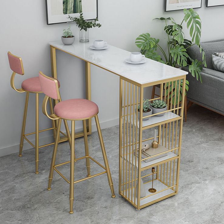 Glam Pub Table Bar Height Rectangle Gold Metal Base Bar Table for Outdoor