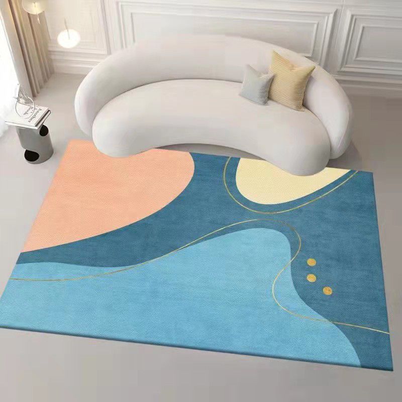 Light Orange Casual Rug Polyester Striped Rug Washable Indoor Rug for Home Decoration