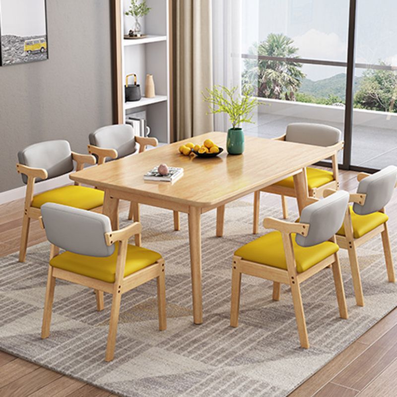 Fauteuil de maison scandinave, dossier ouvert, chaise de salle à manger simple rembourrée en bois