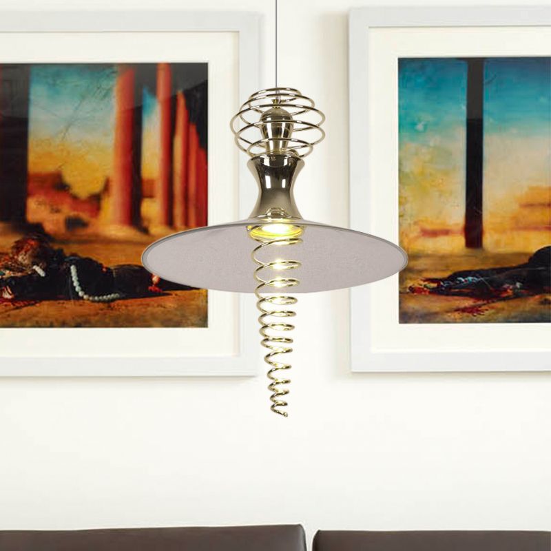 Lámpara colgante en espiral con tono acampanado moderno metal moderno 1 luz cromada/oro sala de estar luz colgante