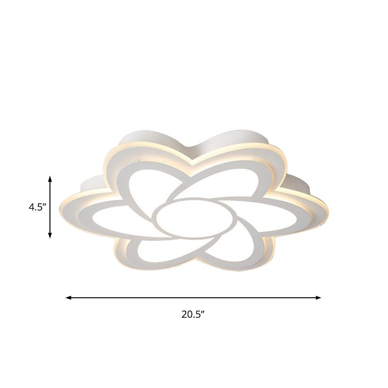 Contemporary Flower Flush Mount Metal White Bedroom LED Soffitto Light con Acrylic Diffuser in Warm / White, 16,5 "/20.5" /24.5 " Dia
