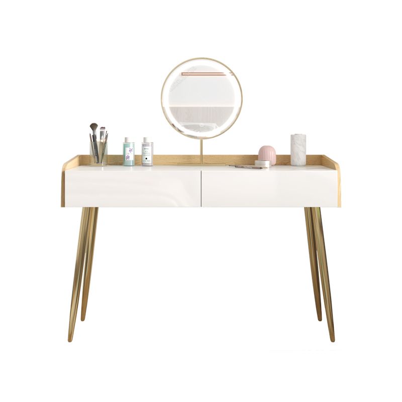 Glam 2-drawer Slate Top Dressing Table 32.67" H Vanity Stool in White