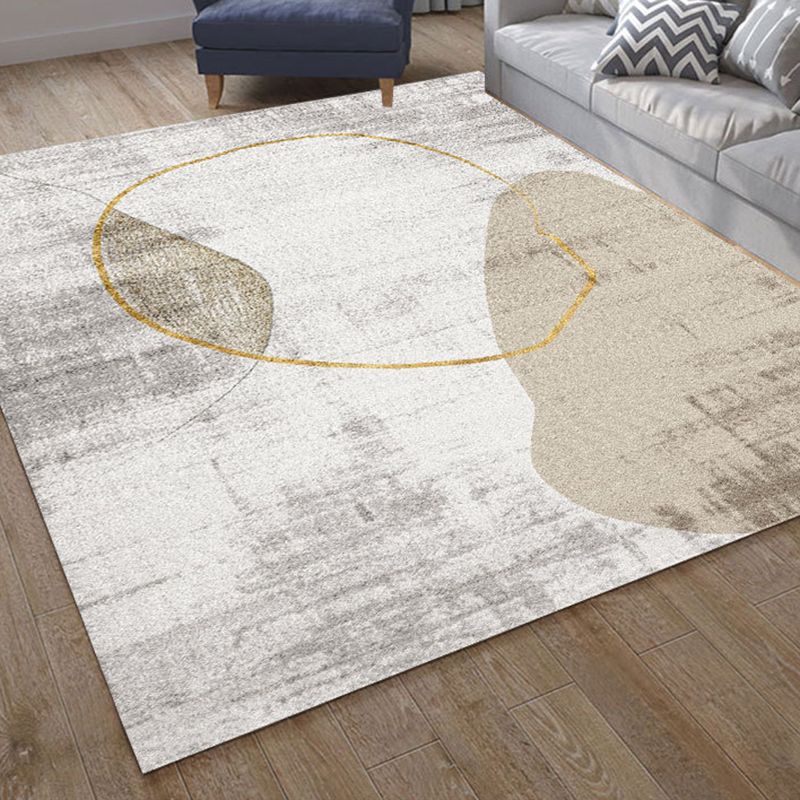 Dunkelbrauner geometrischer Druckteppich Polyester Moderner Teppich Waschbar Teppich für Wohnzimmer