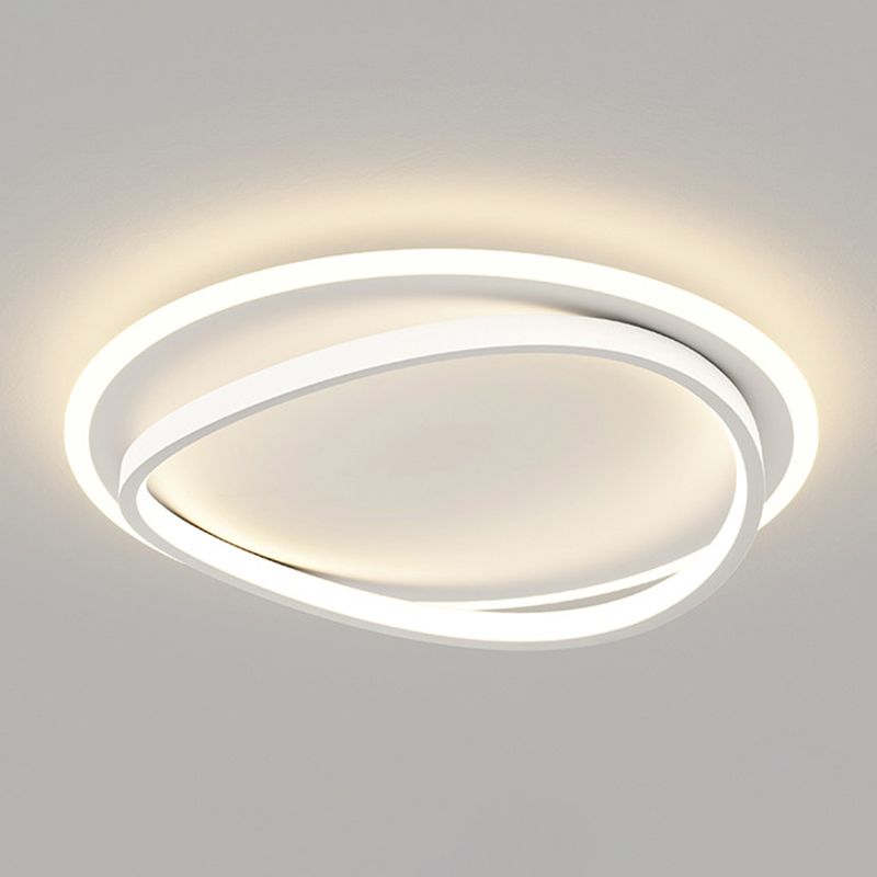 Minimalism LED Flush Mount Round Ceiling Light Fixture in White for Bedroom