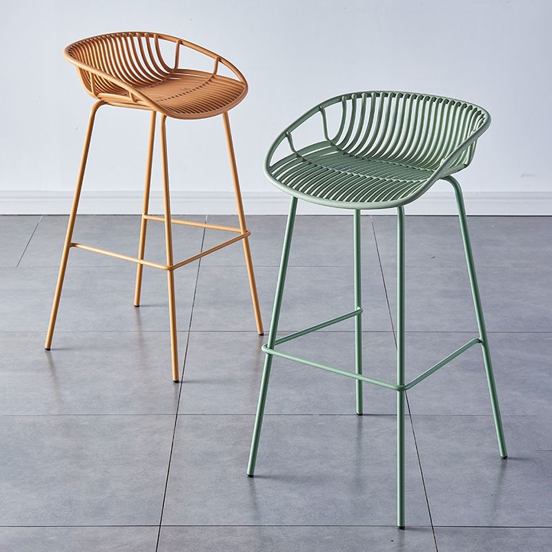 Industrial Backrest Armless Counter Stool Metal Cafe Bar Stool with 4 Legs