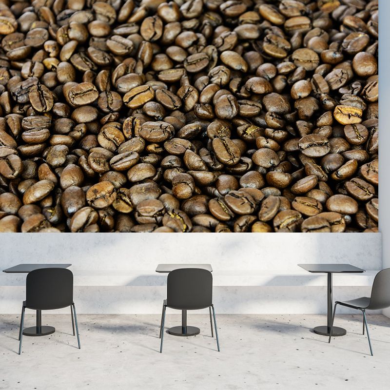 Photography Style Coffee Beans Mural Wallpaper Mildew Resistant for Coffee Shop