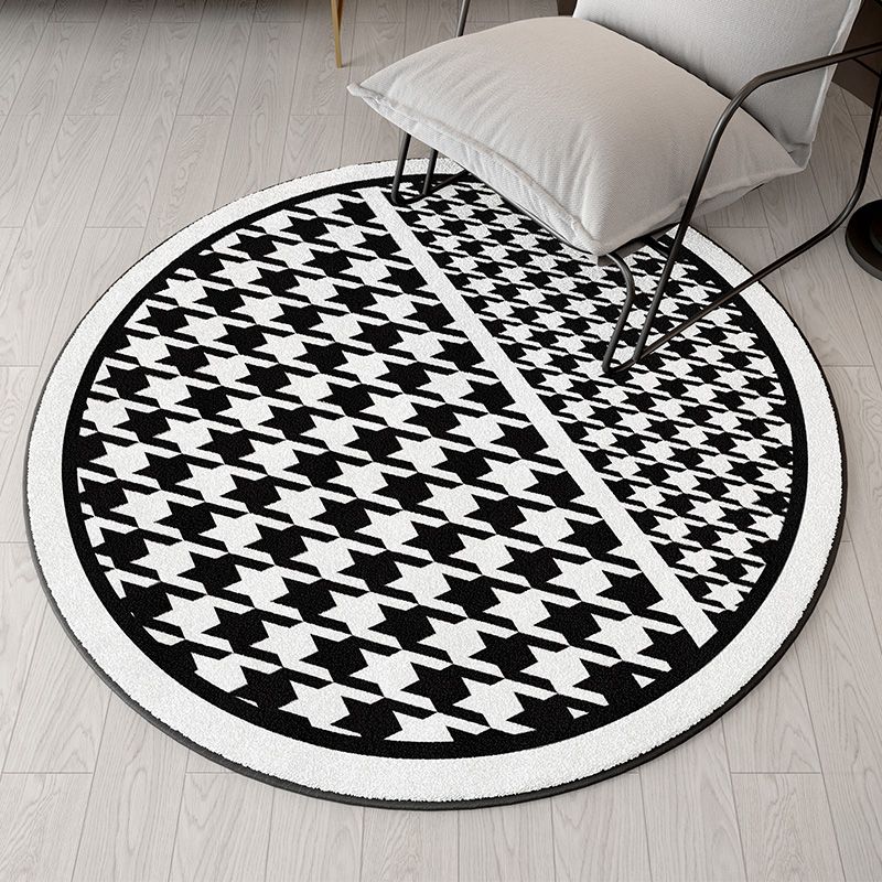 Round Zebra Printed Rug Modern Polyester Indoor Carpet Non-Slip Backing Area Rug for Living Room