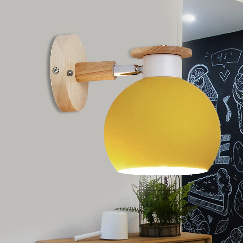 Lámpara de luz de luz de luz esférica de metal rotativo 1 lámpara de pared de macarrón ligero