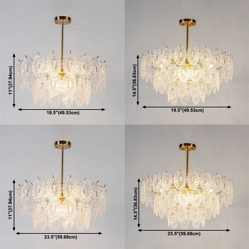 American Style Chandelier Light Fixture Oval Metal Glass Chandelier in Gold