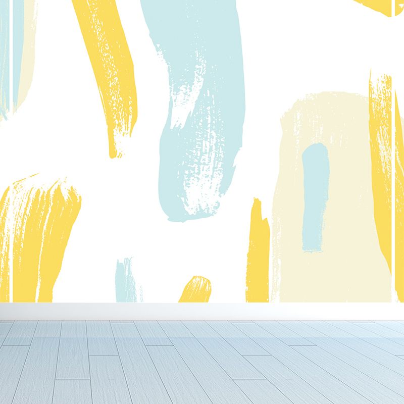 Abstract Pattern Mural Wallpaper Modern Non-Woven Textured Wall Covering in Yellow