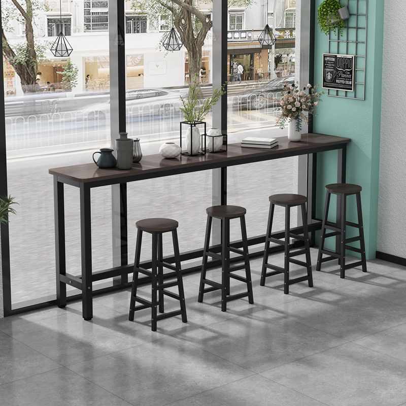 Industrial Wood Top Bar Table Rectangle Counter Height Dining Table