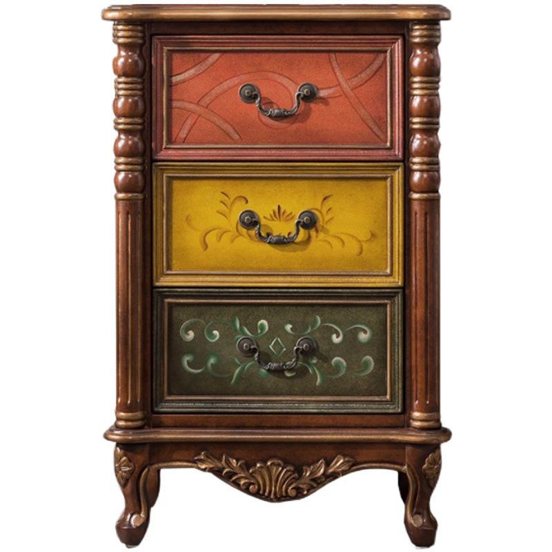Mid-Century Modern Side Cabinet Wood Drop Handles Cabinet with Drawer