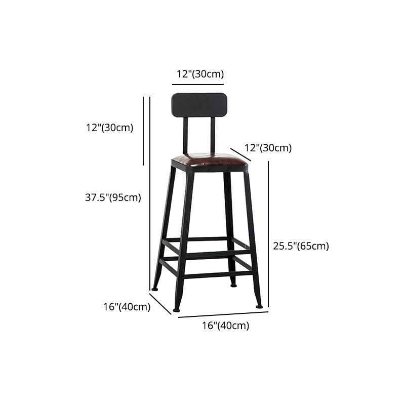 Industrial Leather Bar and Counter Stool Square Stool with 4 Legs