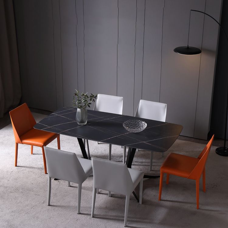 Sillas de comedor de cuero modernas, sillas de comedor de metal sin brazos para uso en restaurantes