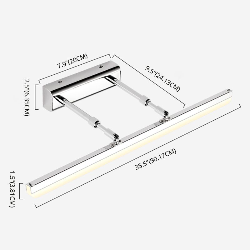 Pronzo della parete a led in argento acrilico in moderna lampada a parete regolabile in acciaio inossidabile per bagno per bagno