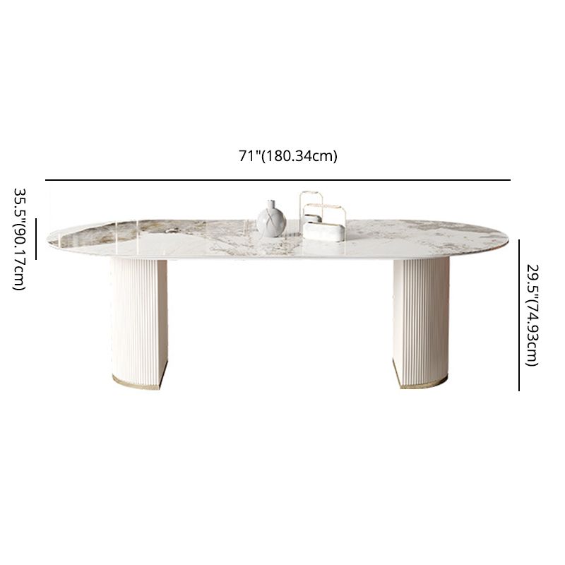 Modern Sintered Stone Dining Room Set with Rectangle Top and White Base Furniture