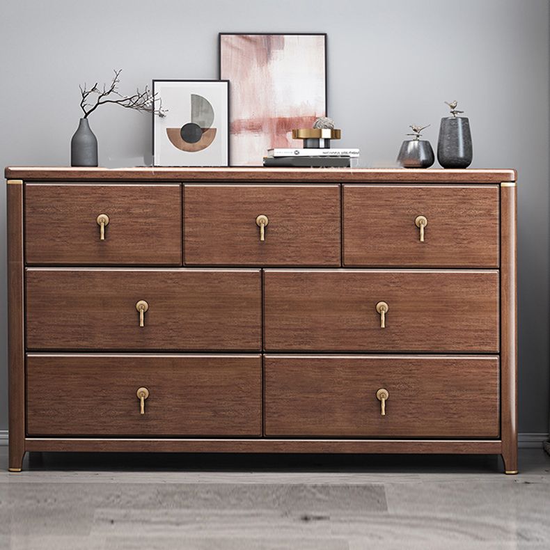 Mid Century Modern Chest Wood Rectangular Chest in Walnut Finish